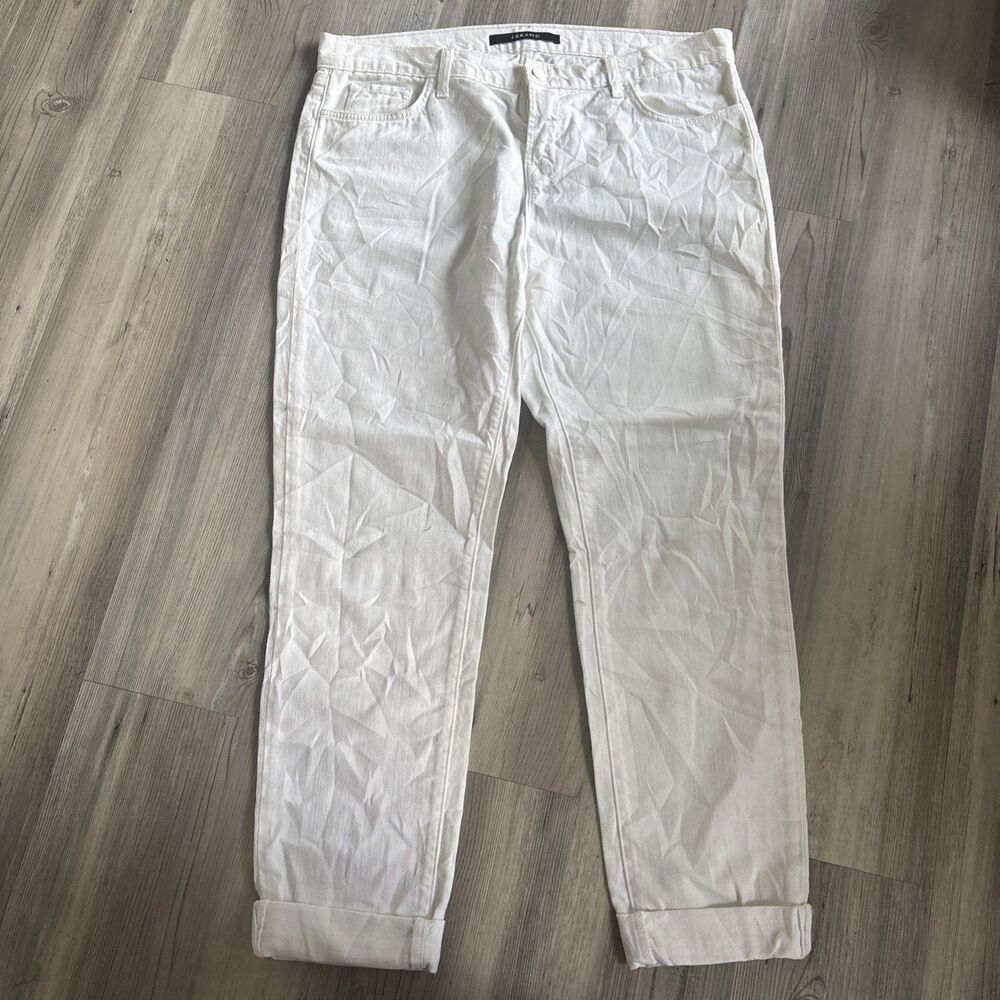 J Brand Jake Pure White Cuffed Bottom Preppy Coastal Beachy Jeans Size 29